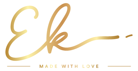 Ek brand logo in gold script typography, client branding by The Design Aura