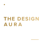 The Design Aura logo in gold on white, branding agency for lifestyle and fashion brands