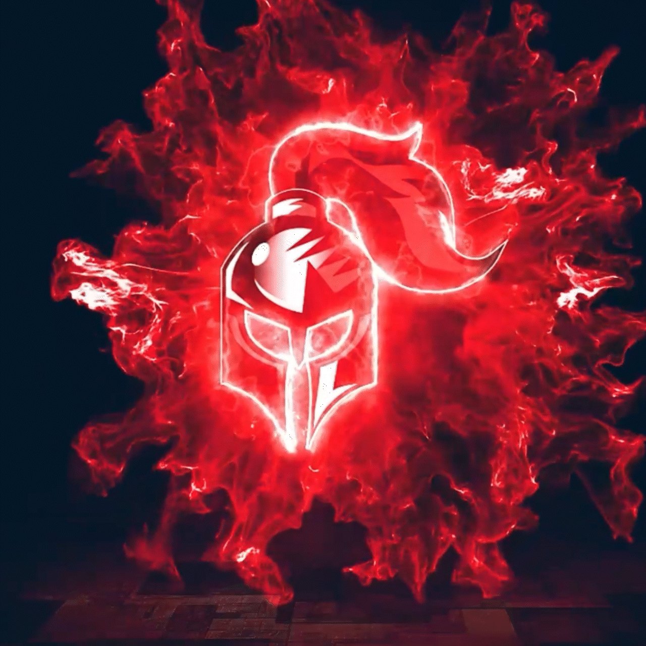 IGK brand creative with fiery red smoke effect around knight helmet icon, brand content by The Design Aura