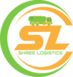 Shree Logistics brand logo with green truck icon in circular badge, client branding by The Design Aura