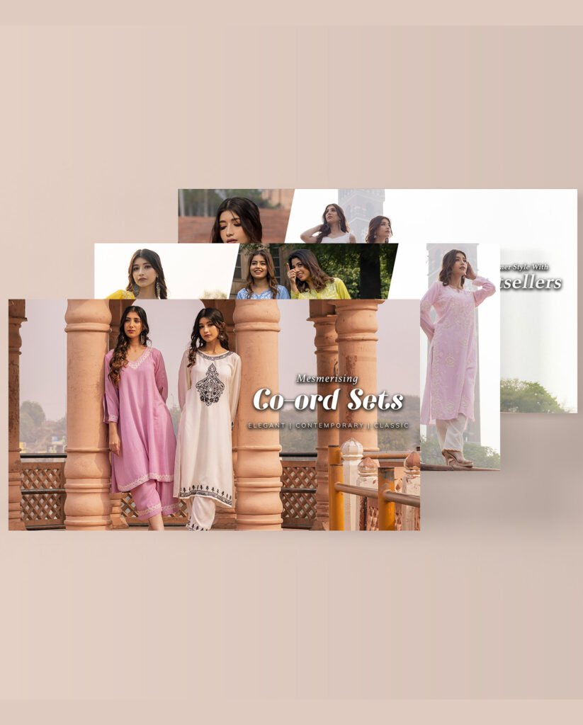 Zibaa traditional wear collection collage, fashion brand content by The Design Aura