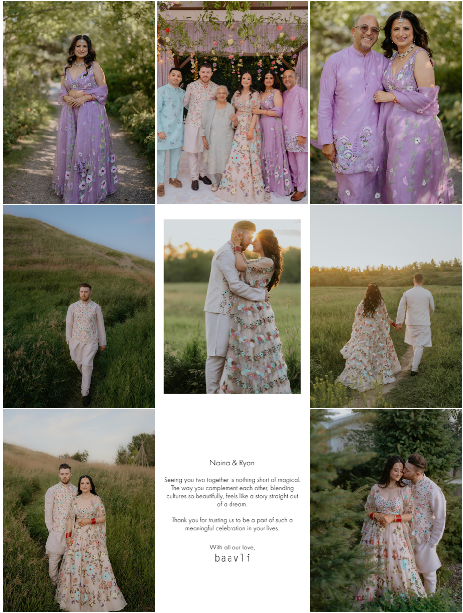Baavli Instagram grid screenshot showing fashion lifestyle content, social media management by The Design Aura