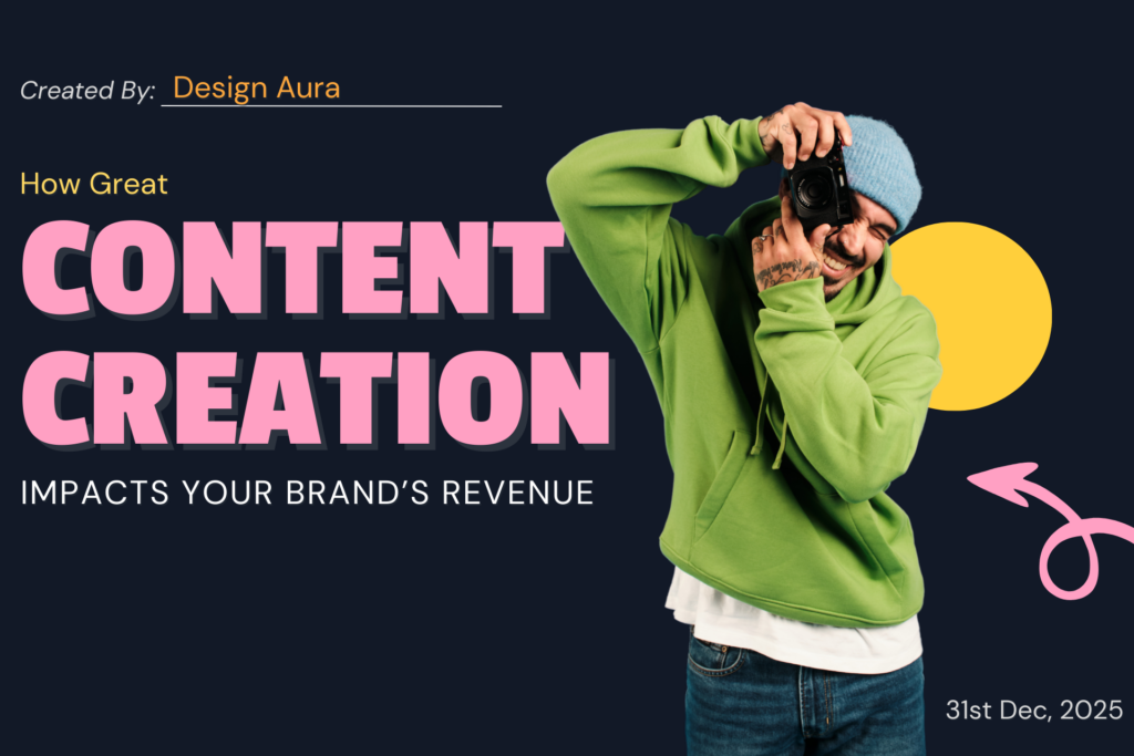 Blog cover on how great content creation grows your brand's revenue, featuring photographer in green hoodie