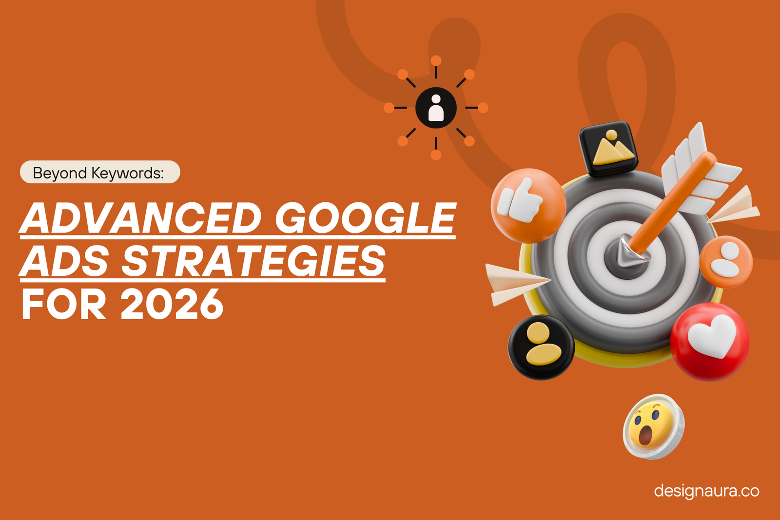 Advanced Google SEO strategies 2026 blog cover in bold orange typography
