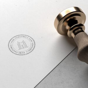 Brand stamp and wax seal mockup on paper, branding collateral design by The Design Aura