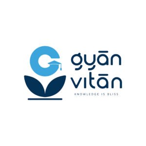 Gyan Vitan logo design with blue circular icon and lotus symbol, brand identity by The Design Aura