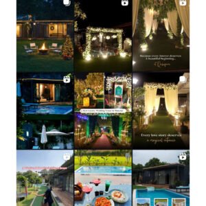 Interior and home decor social media carousel with warm evening lighting, social media content