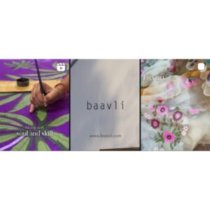Baavli brand social media grid with fabric close up and packaging shot, social media management
