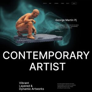 Contemporary artist portfolio website design in dark theme with sculpture photography, website design by The Design Aura