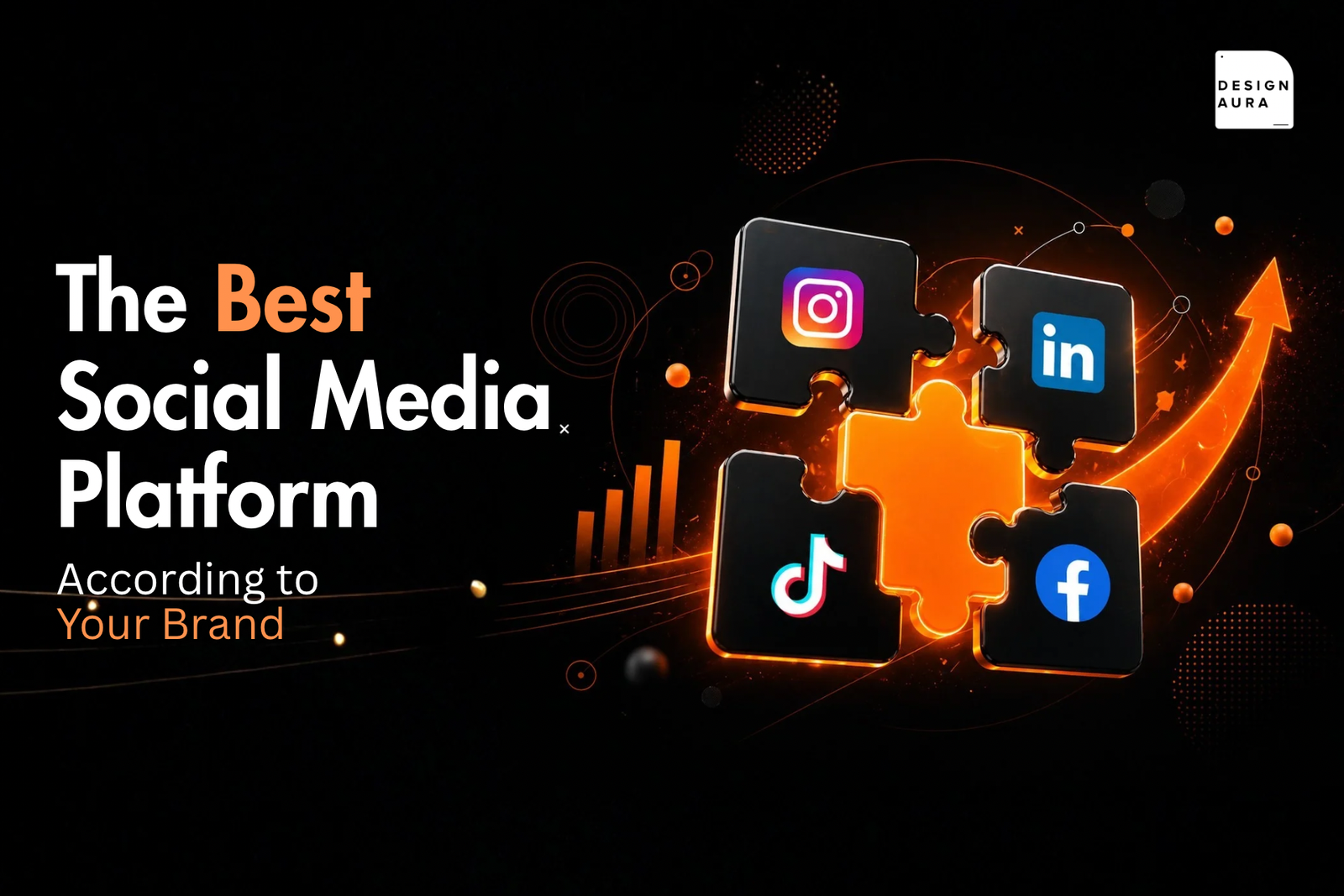 "Instagram, LinkedIn and TikTok icons on dark background, blog on best social media platforms for brands