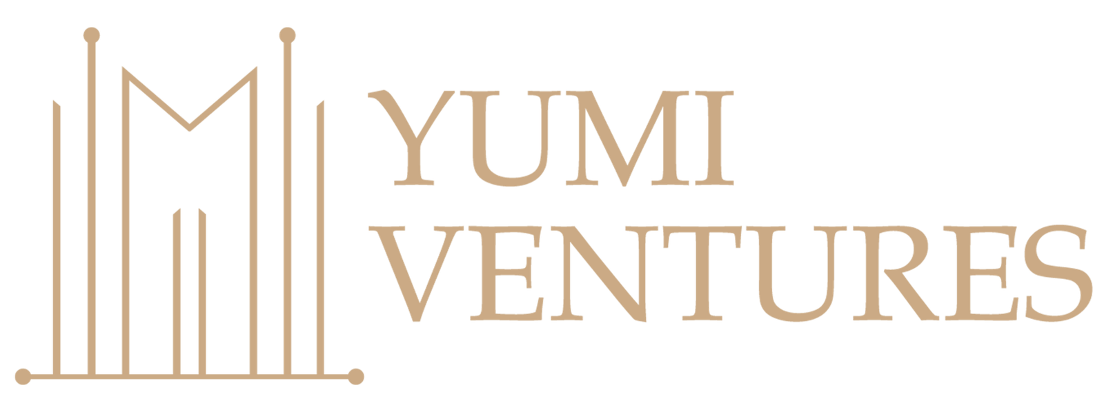 Yumi Venture brand logo in gold serif typography, brand identity project by The Design Aura