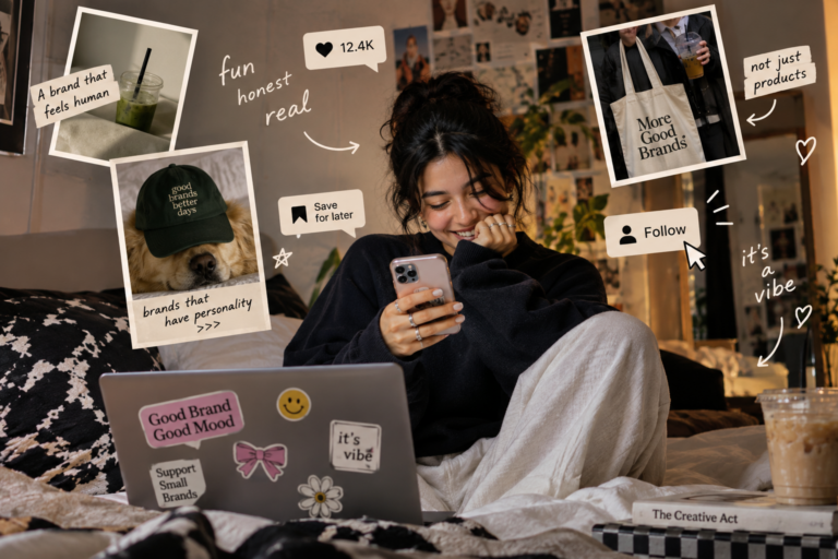 Gen Z consumer engaging with brands that use personality, humor, and authentic social media content